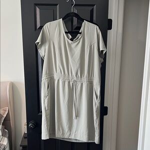 Elegant Light Gray Dress with Drawstring Waist